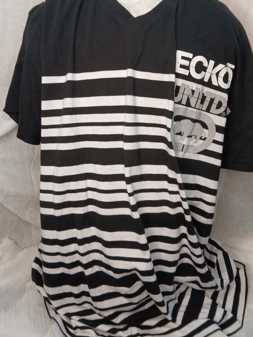 ECKO UNLTD Black & White Striped Logo Tee